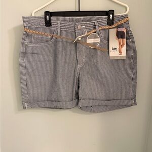 Lee Women's Navy Striped Bermudas with belt